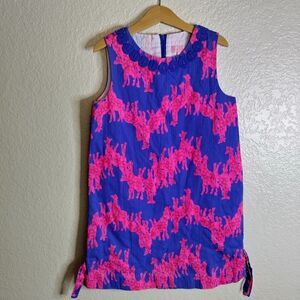 Lilly Pulitzer Girls Size 10 Windsor Giraffe Print Pink Blue Dress Whimsical